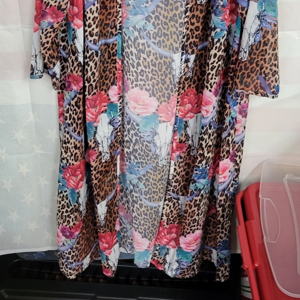 Boutique Sheer Flora Animal Duster S/M - Picture 5 of 5